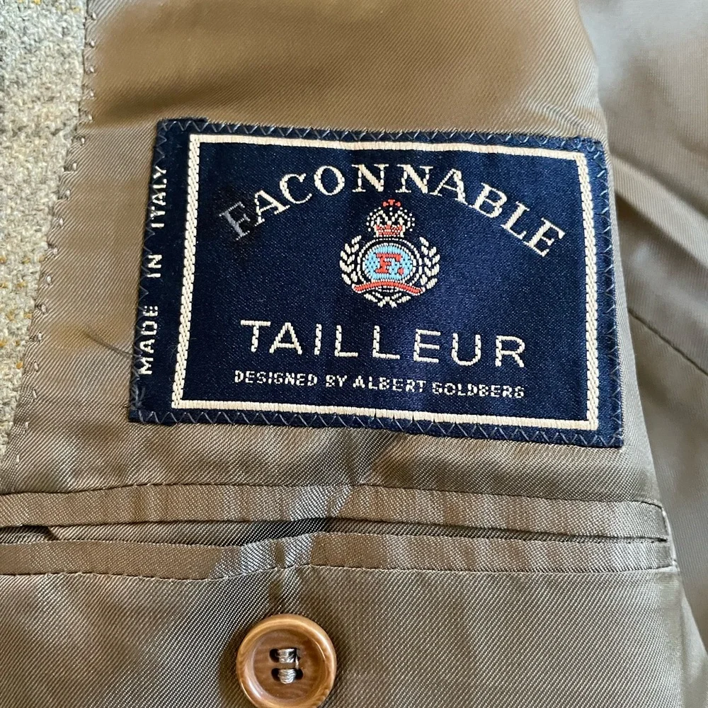 Faconnable Hand Made in Italy Vintage Check Cashmere Blend Jacket Size‎ 48 R NWT